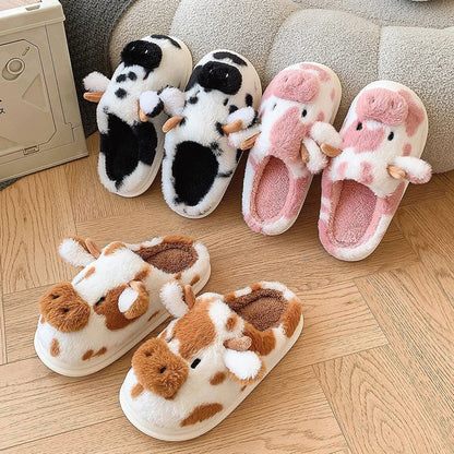 Cartoon Cow Home Slippers – Thick Sole