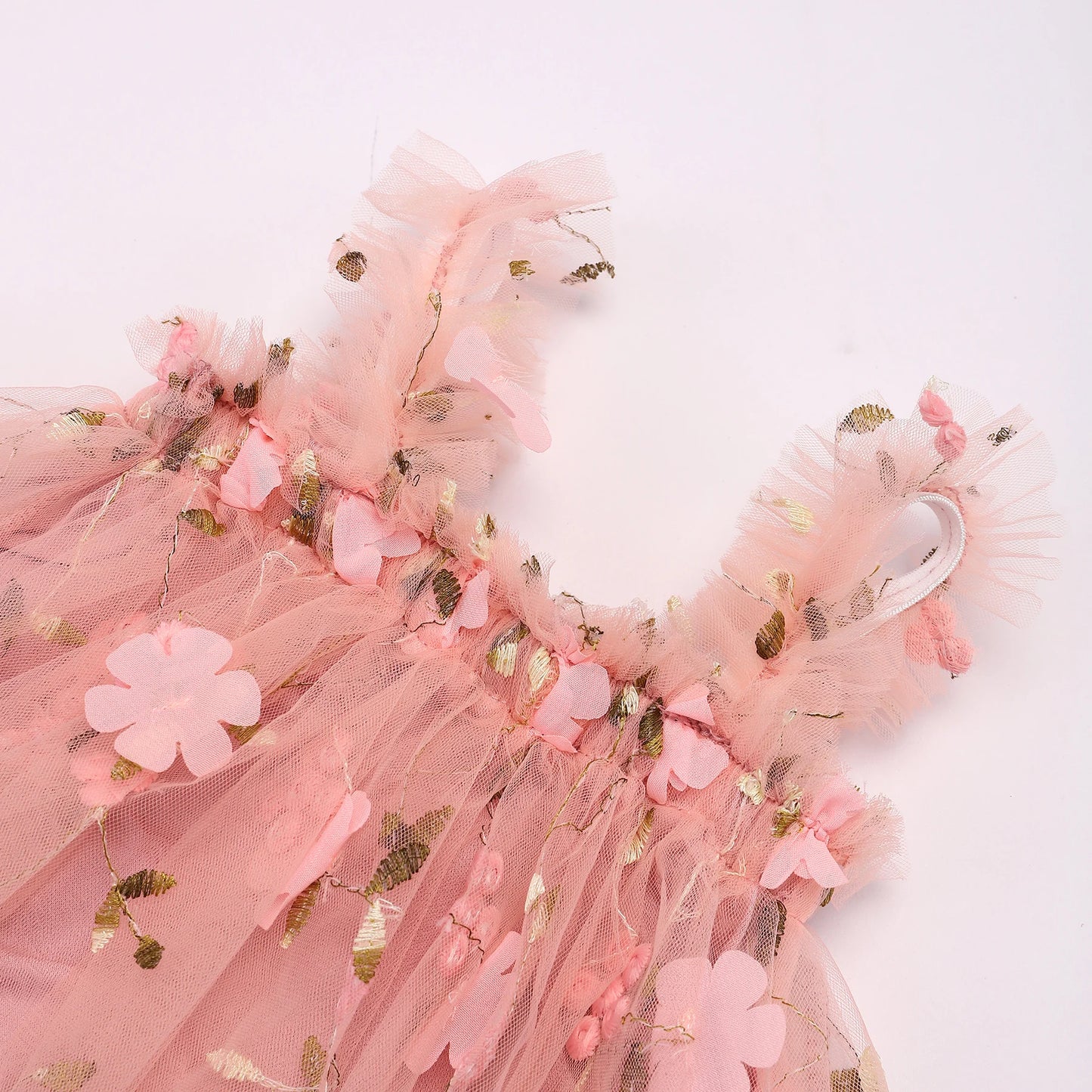 Floral Tulle Princess Dress with Headband